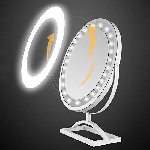 Bathroom mirror Modern and Simple Makeup Mirror with lamp Desktop LED lamp Desktop Charging Beauty Supplement Light Large Mirror Free 10 Times Mirror Gold White Black Rose Gold 3039,4049.2,5060cm