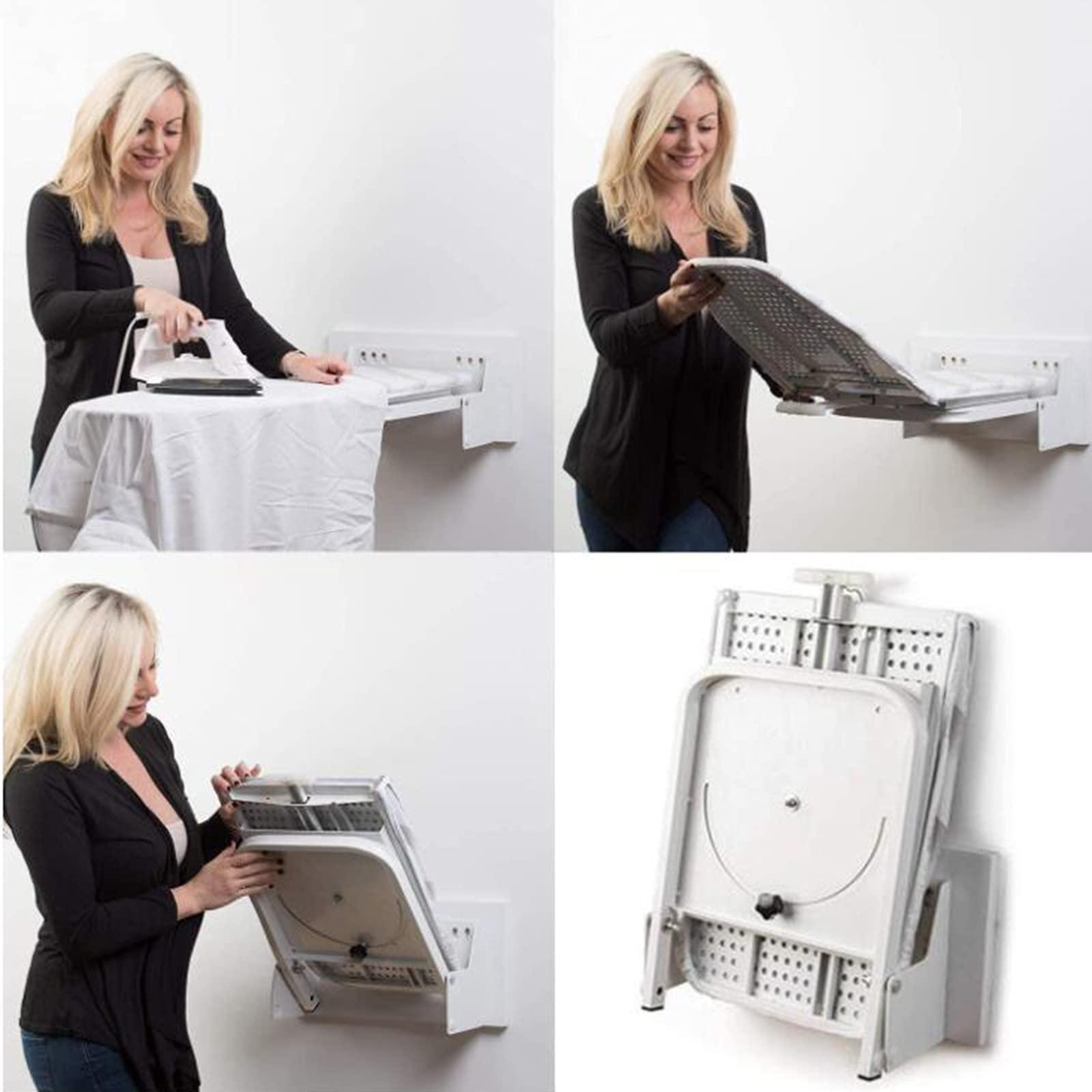 USZWBY Hiding Ironing Board Wall-Mounted Ironing Board with Heat Resistant Cover,37.4in Fold Drop Down Laundry Iron Boards,for House Held Laundry Space Saving Ironin Foldabl (Wall Mount)