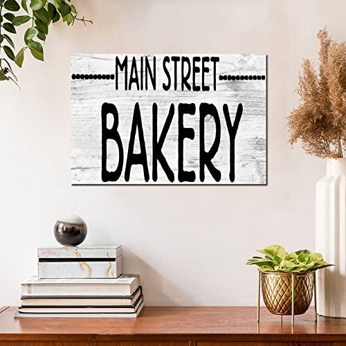 Generic Wood Signs Ballkleid Main Street Bakery Wooden Sign with Funny Sayings Motivational Wall Art Rustic Wall Decorations for Living Room Kitchen Wall Hanger Retro Decoration Sign 12x18in