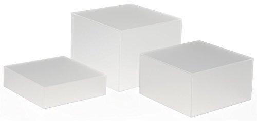 Displays2go Displays2go Stacking Display Cubes Nesting with 1 Large, 1 Medium, 1 Small Stand (Set of 3), Frosted White