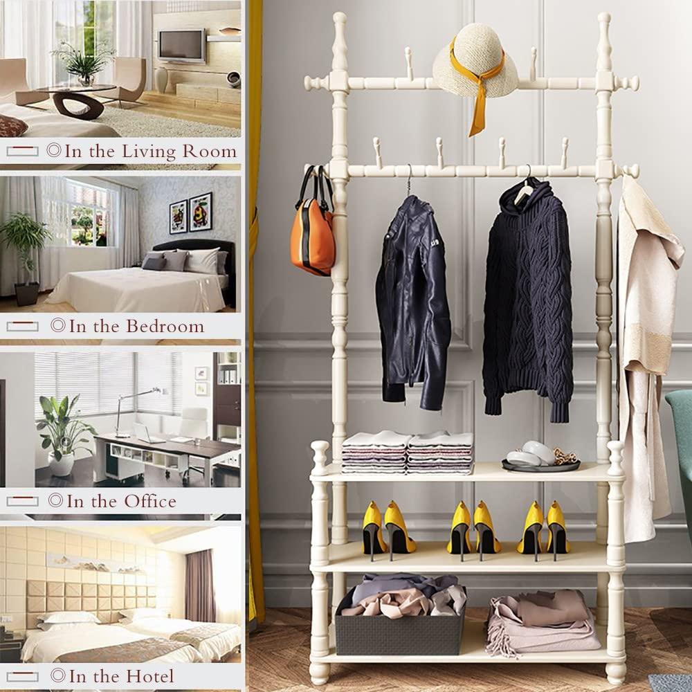 TBTBGXQ 3-in-1 Entryway Coat Rack with Shoe Bench, Modern Industrial Coat Tree with 7 Hooks and 2-Tier Shoe Stand, Hall Tree Entryway Storage Shelf Organizer Easy to Assemble, 180cm Tall