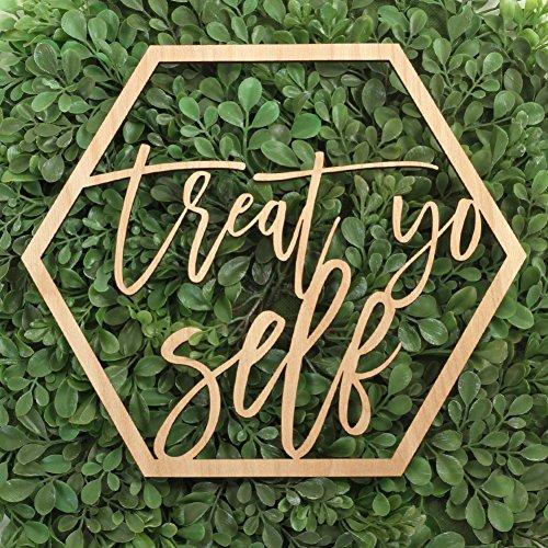 Koyal Wholesale Koyal Wholesale Wood Treat Yo Self Sign, Wedding Display, Party Banner, Event Decorations for Wedding Engagement Bridal Shower Baby Shower Birthday Party (Treat Yo Self)