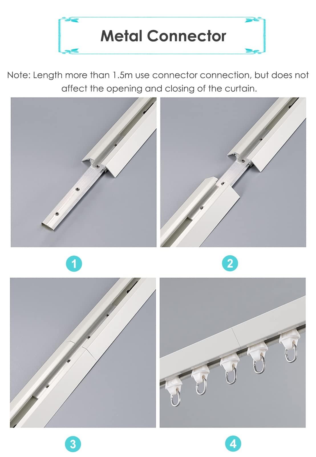 SRNSAEB SRNSAEB 4-20 Ft Long Curtain Track Ceiling Mount, Aluminum Curtain Rail/Privacy Room Divider for Balcony/Bay Window/Hotel/Office (Color : Black, Size : 122cm/4ft)