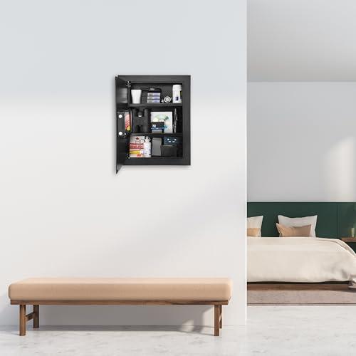 BARSKA Barska Biometric Fingerprint Digital Security Hidden In Wall Safe 0.52 Cubic Ft with Removable Shelves for Home & Office