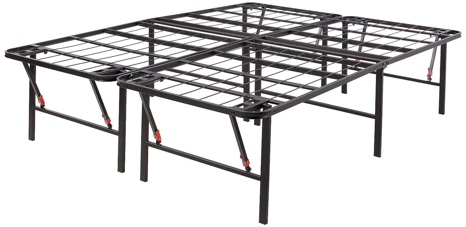 Amazon Basics Amazon Basics Bed Frame with Storage, Foldable Metal Platform, Sturdy Steel, No Box Spring Needed, 18 Inches High, Tool-Free Setup, Queen Size, Black