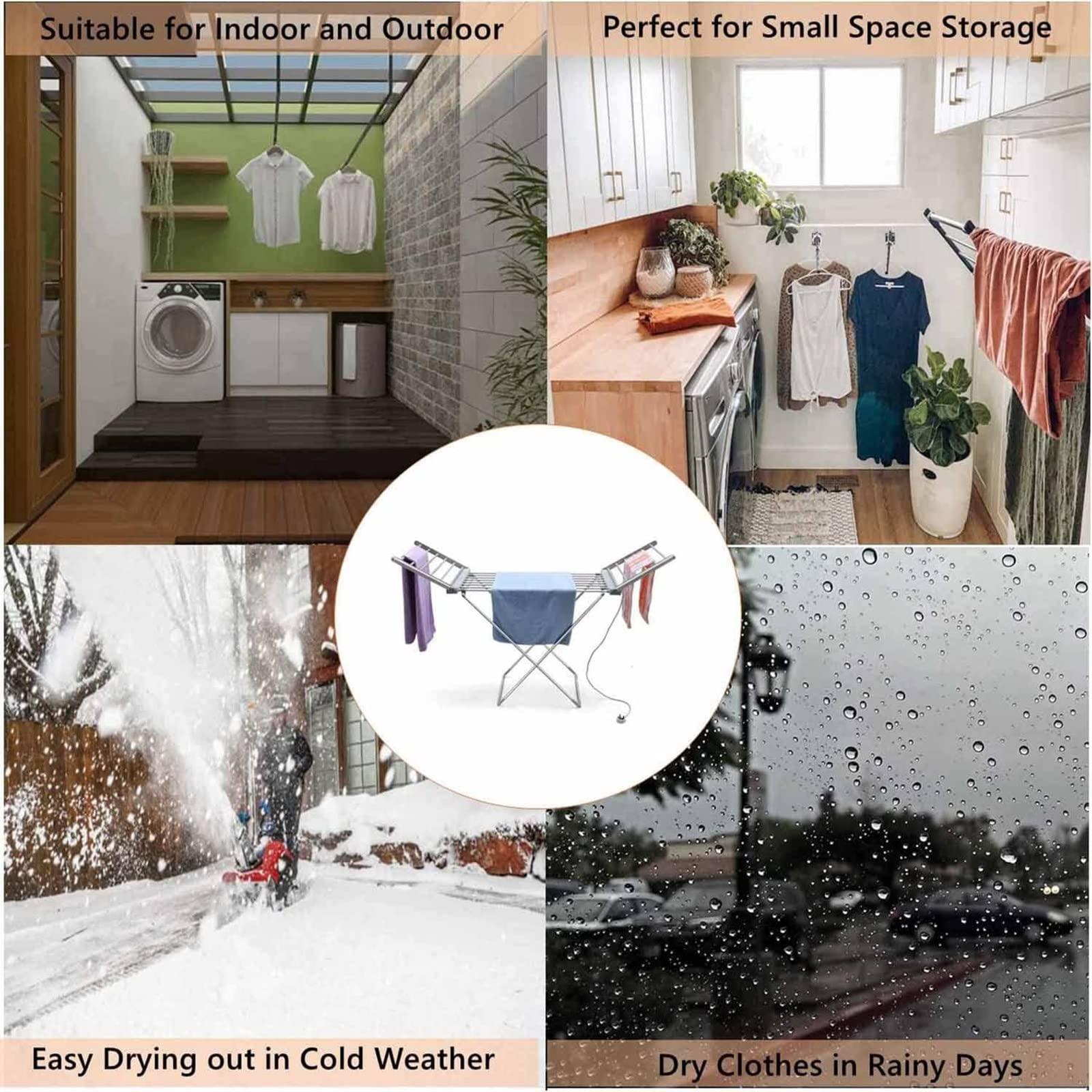 RLN STORE 230W Electric Heated Clothes Airer Dryer, 18 Bars Winged Electric Heated Clothes Drying Rack,45-55 Constant Temperature,Aluminium Alloy,for Bathroom Laundry Room