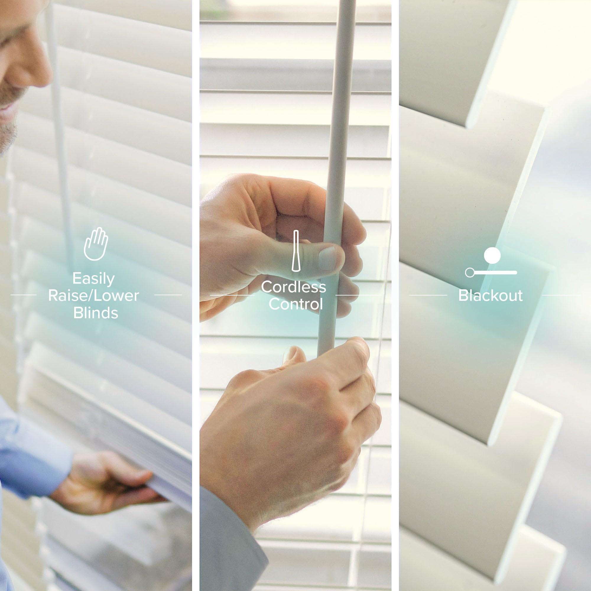 CHICOLOGY CHICOLOGY Faux Wood Blinds, Window Blinds, Wood Blinds, Window Shades, Window Treatments, Blinds & Shades, Window Shades for Home, Wooden Blinds, Basic White, 61.25" W X 48" H