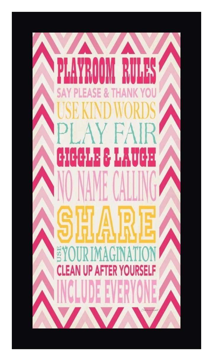 Canvas Art USA Playroom Girl I by Stephanie Marrott - 17\" x 30\" Framed Canvas Art Print - Black Frame - Ready to Hang