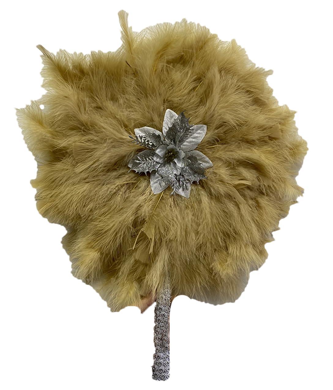 Pulcykp African Turkey Feather Fan Handmade Fans for Dance Wedding Decoration Fan Double-Sided Feather 7