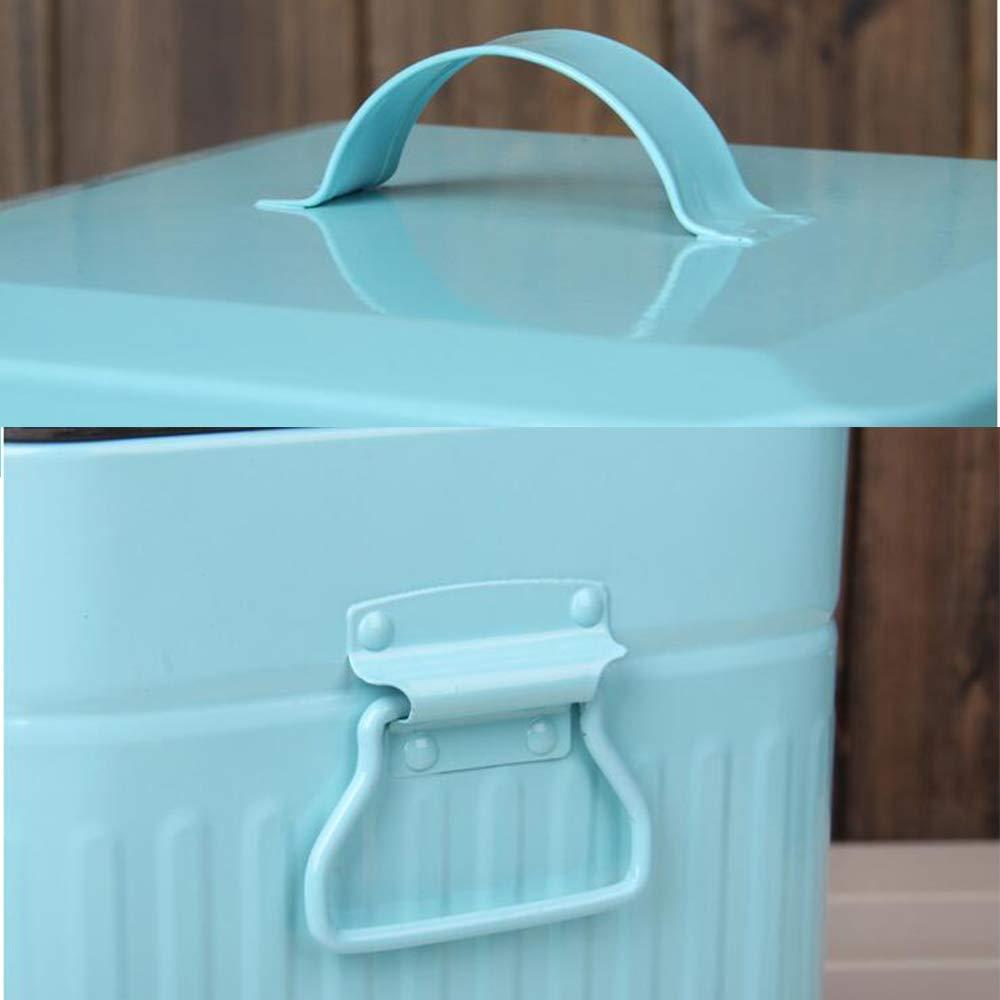 YKLL YKLL Trash Can Retro Metal Step Trash Can Wastebasket,steel Foot Pedal Garbage Trash Can,square Waste Bin With Inner Bucket For Bathroom Powder Room Kitchen Trash Bin (Blue 12L)