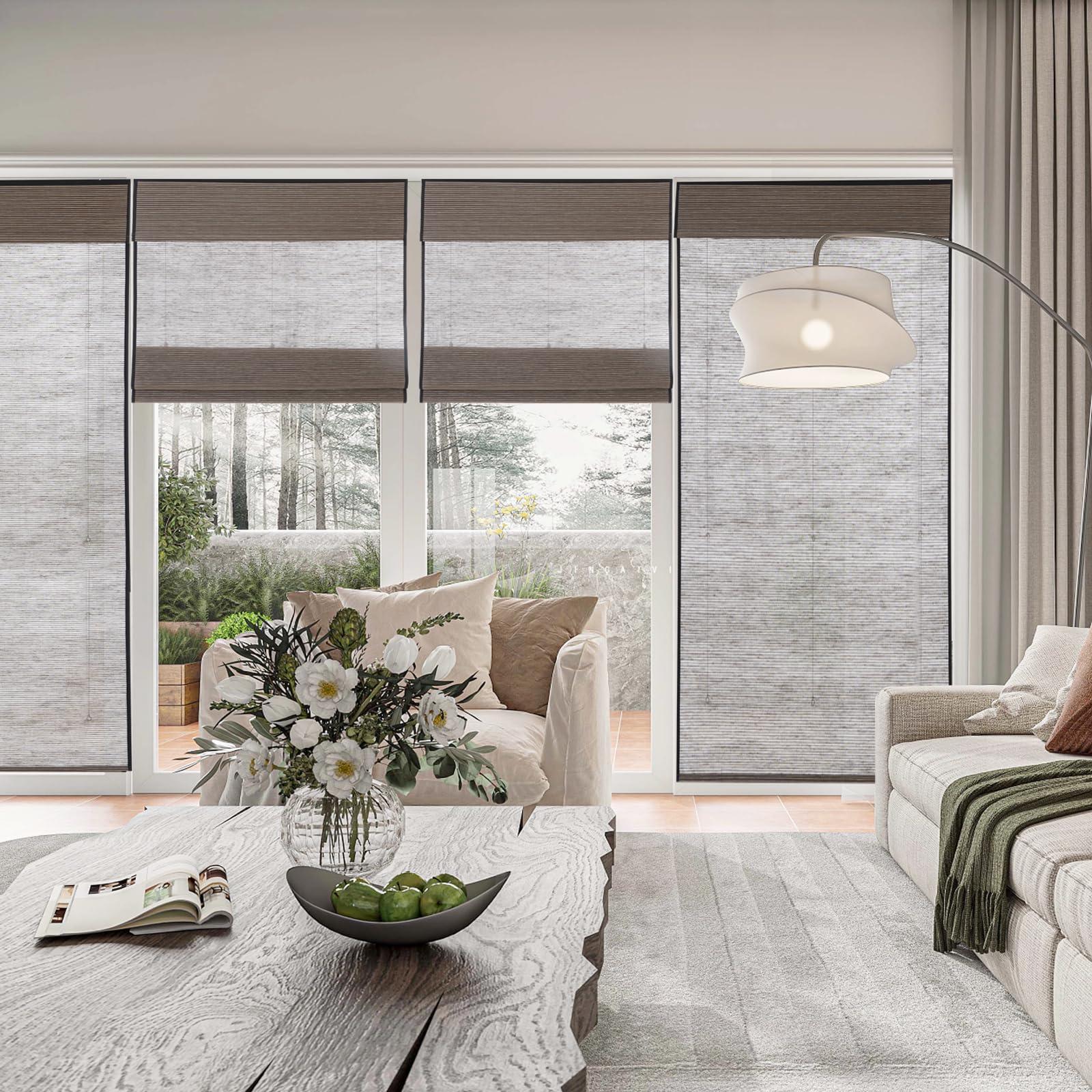 Artdix Artdix Bamboo Roman Shades, Jute Dark Brown Cordless Custom Blackout Woven Wood Shades, Edge Binding Bamboo Window Shades for Indoor Windows