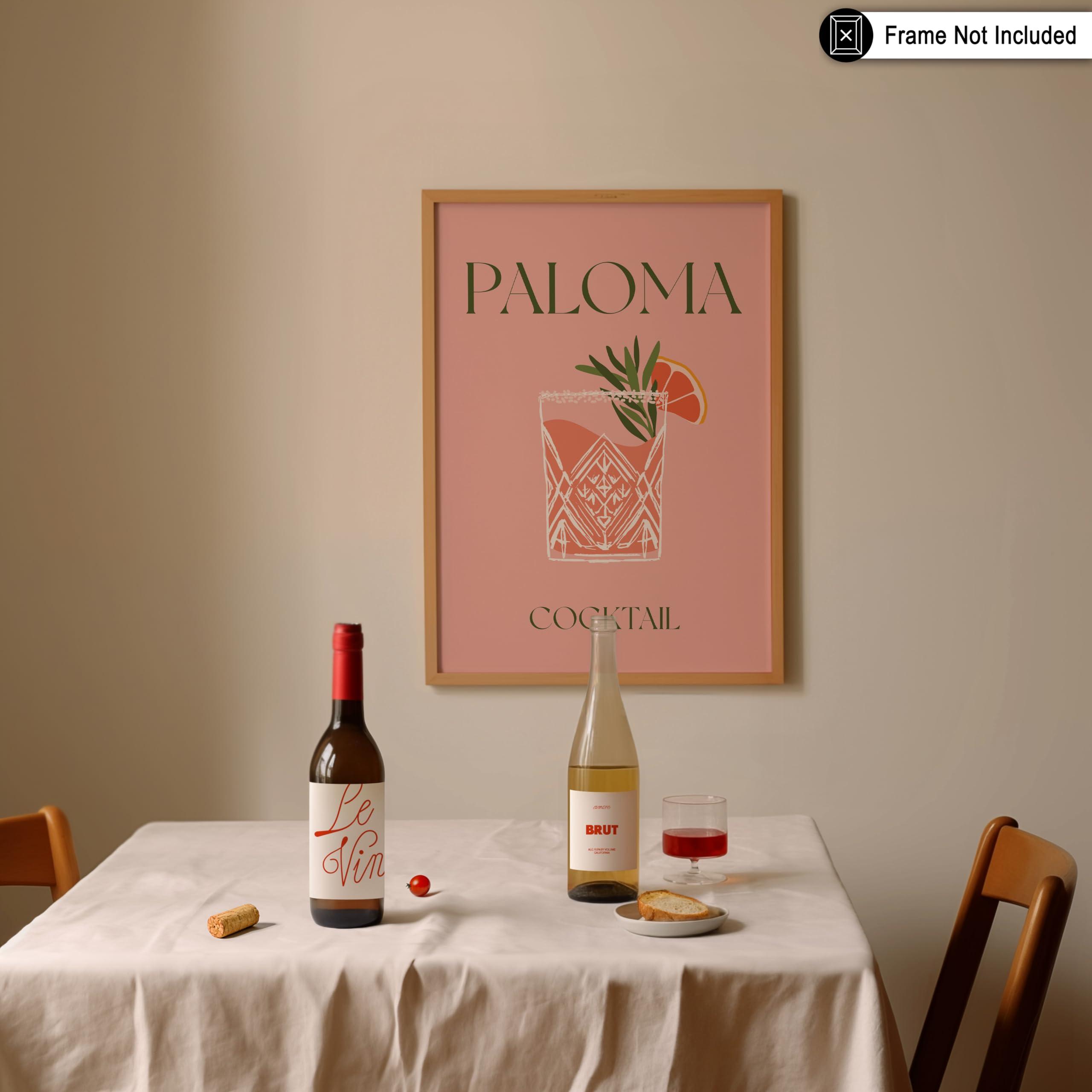 Poster Master Poster Master Paloma Poster - Retro Cocktail Print - Alcohol Art - Bartender Art - Bar Cart Art - Food & Drink Art - Kitchen Art - Chic Boho Art - Bar or Restaurant Decor - 16x20 UNFRAMED Wall Art