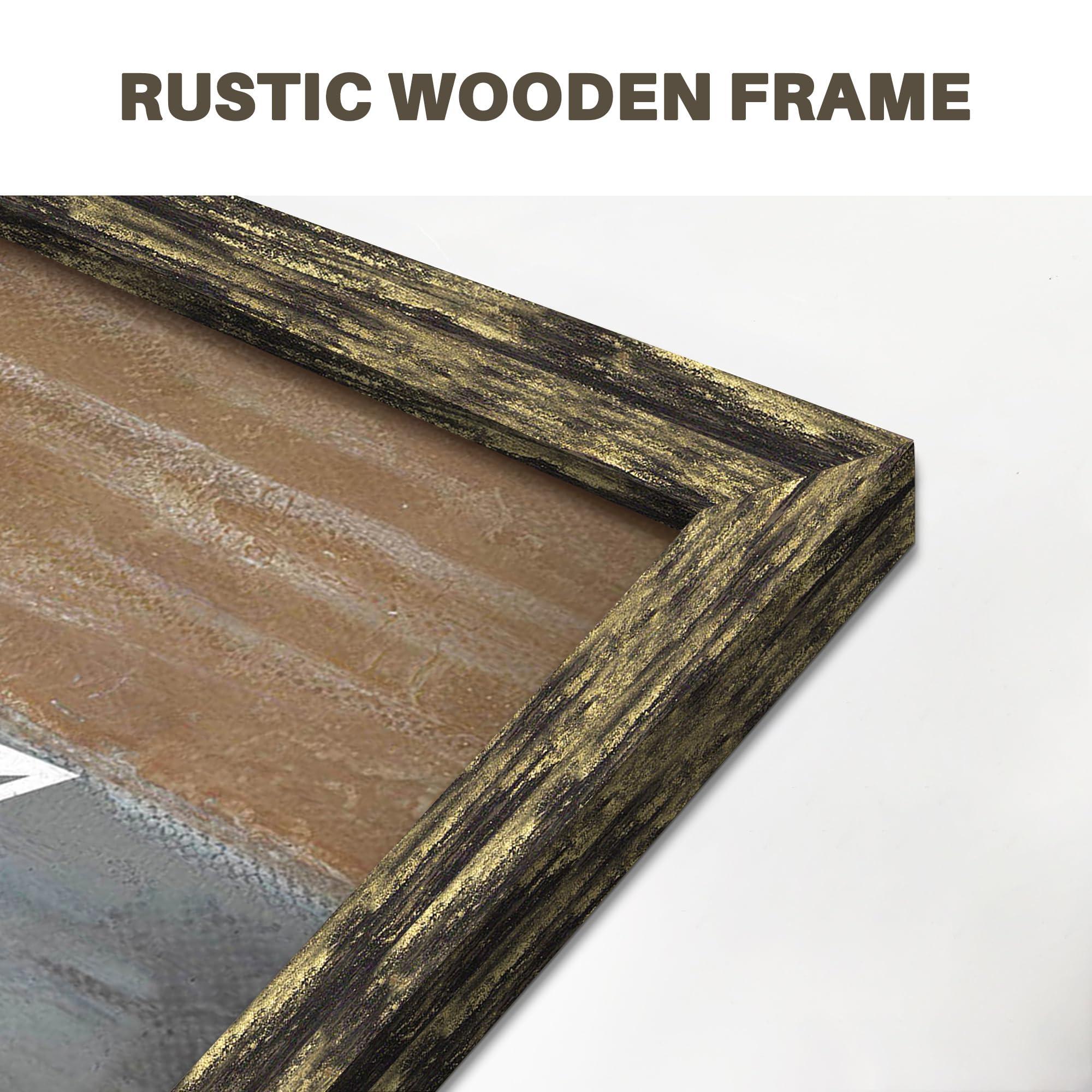 Color Play Inspirational Kitchen Framed Wall Art: Rustic Bless Quotes Wooden Painting Picture First We Eat Then We Do Every Thing Else Print Farmhouse Saying Word Artwork Decor for Kitchen Dinning Room