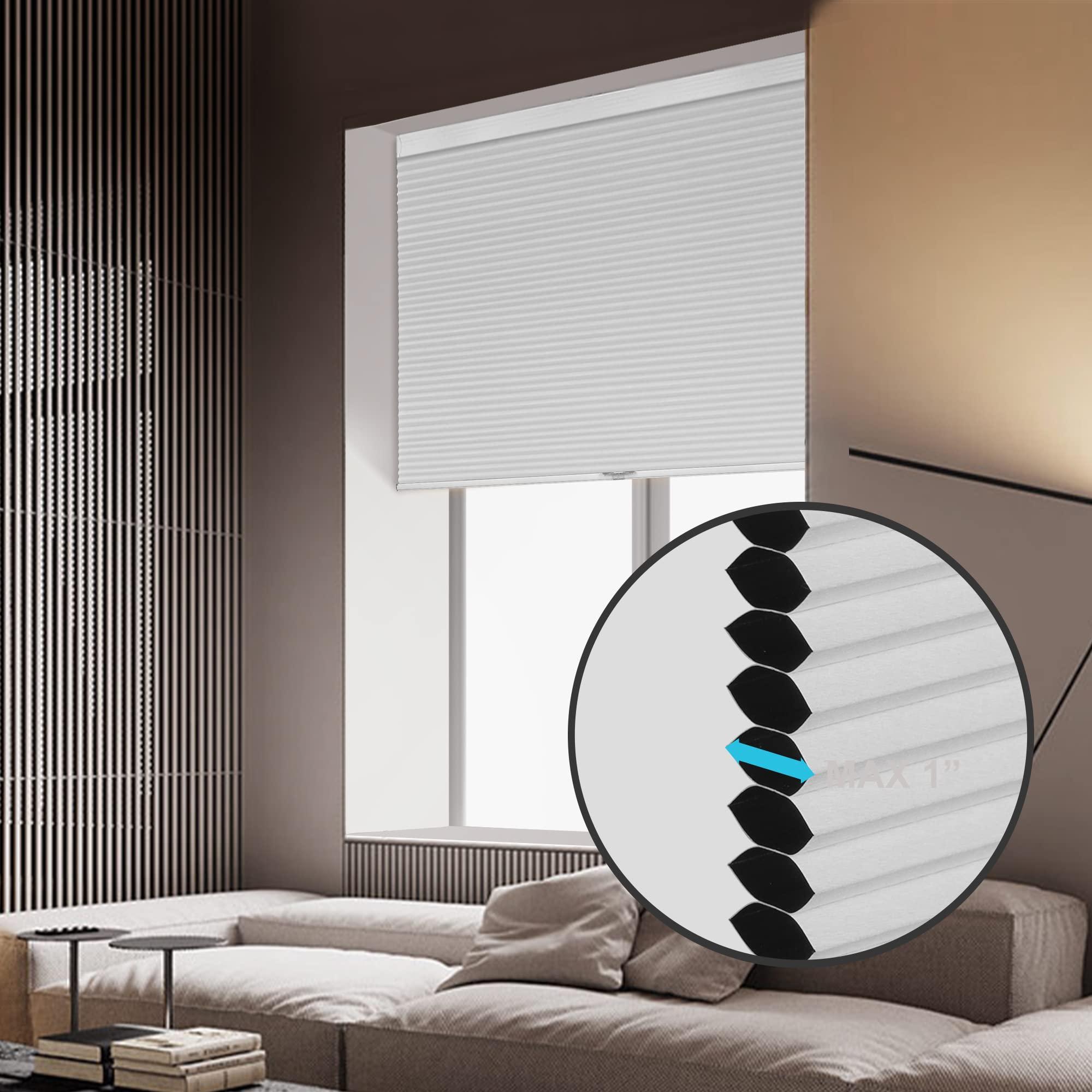 Sulugood Blackout Cellular Shades Cordless Blinds Sulugood Honeycomb Shades Room Darkening Window Blinds for Home, Bedroom, Office, Blackout-White, 45" W x 72" H