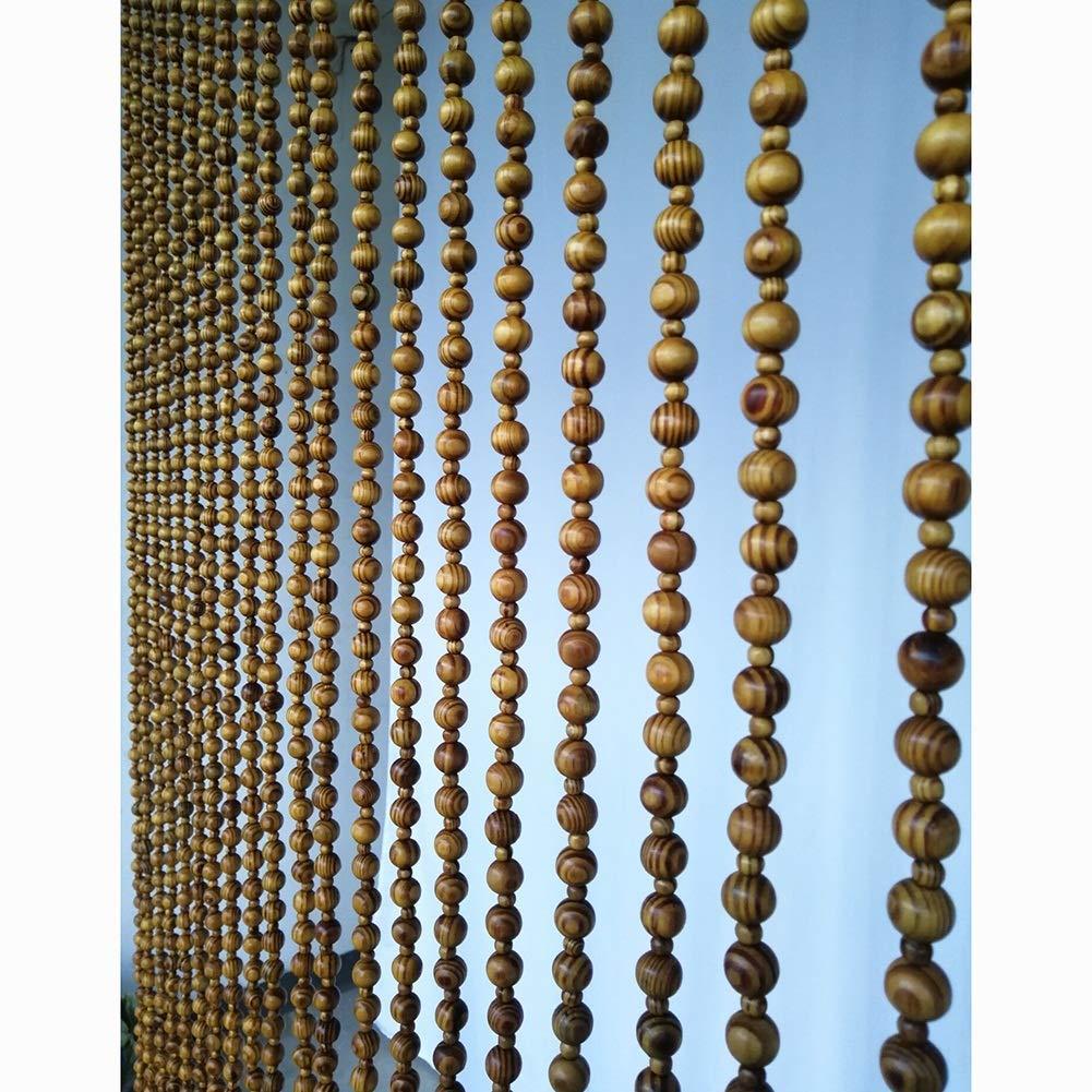 OKUOKA OKUOKA Beaded Door Curtains for Doorways Wood Bead String Curtain for Room Dividers -21 Strands Home Hanging Curtain Entrance Ornaments Retro Style, Size Customizable (Size : 60x155cm)