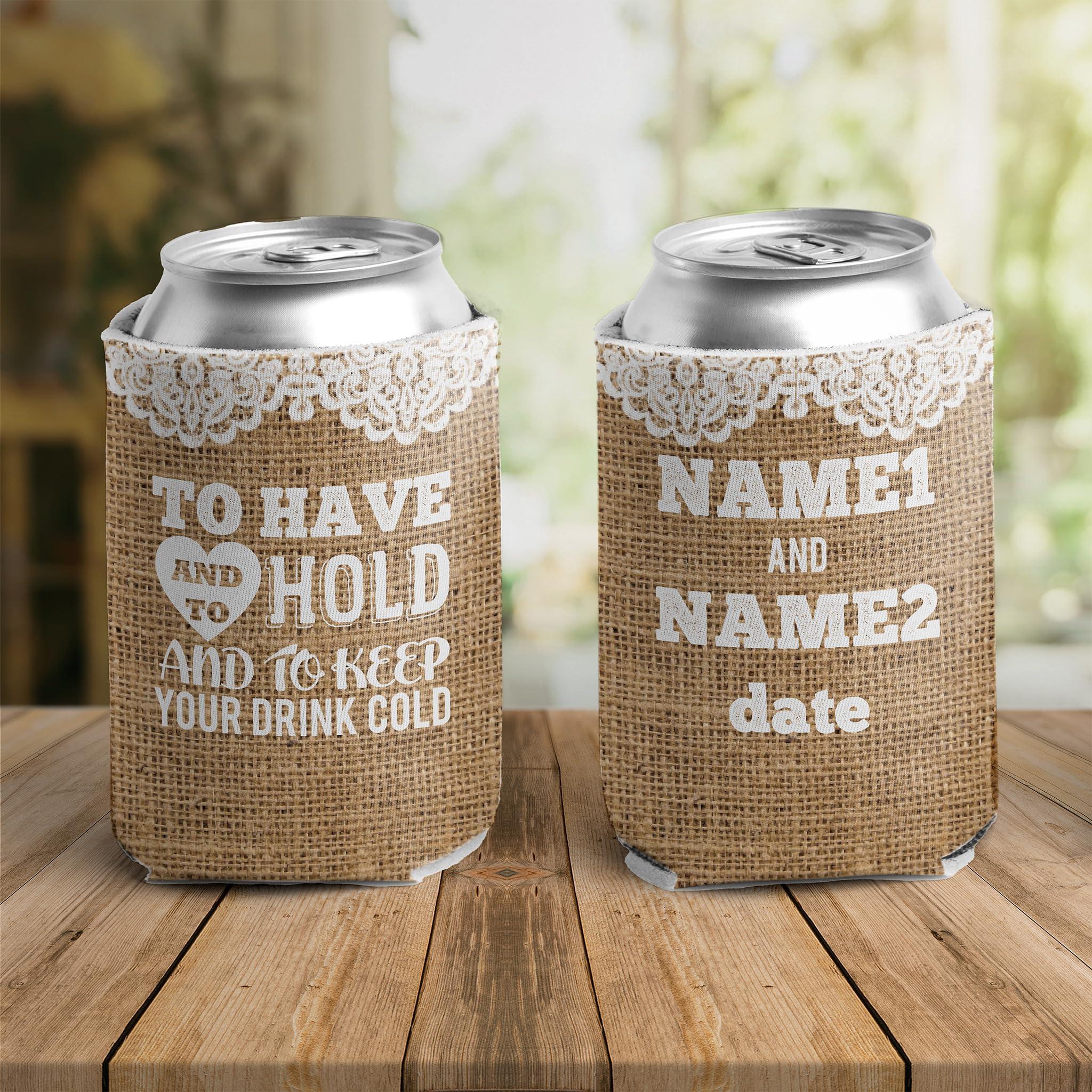 VictoryStore VictoryStore Can and Beverage Coolers: Custom Rustic Burlap To Have And To Hold Wedding Can Coolers (50)