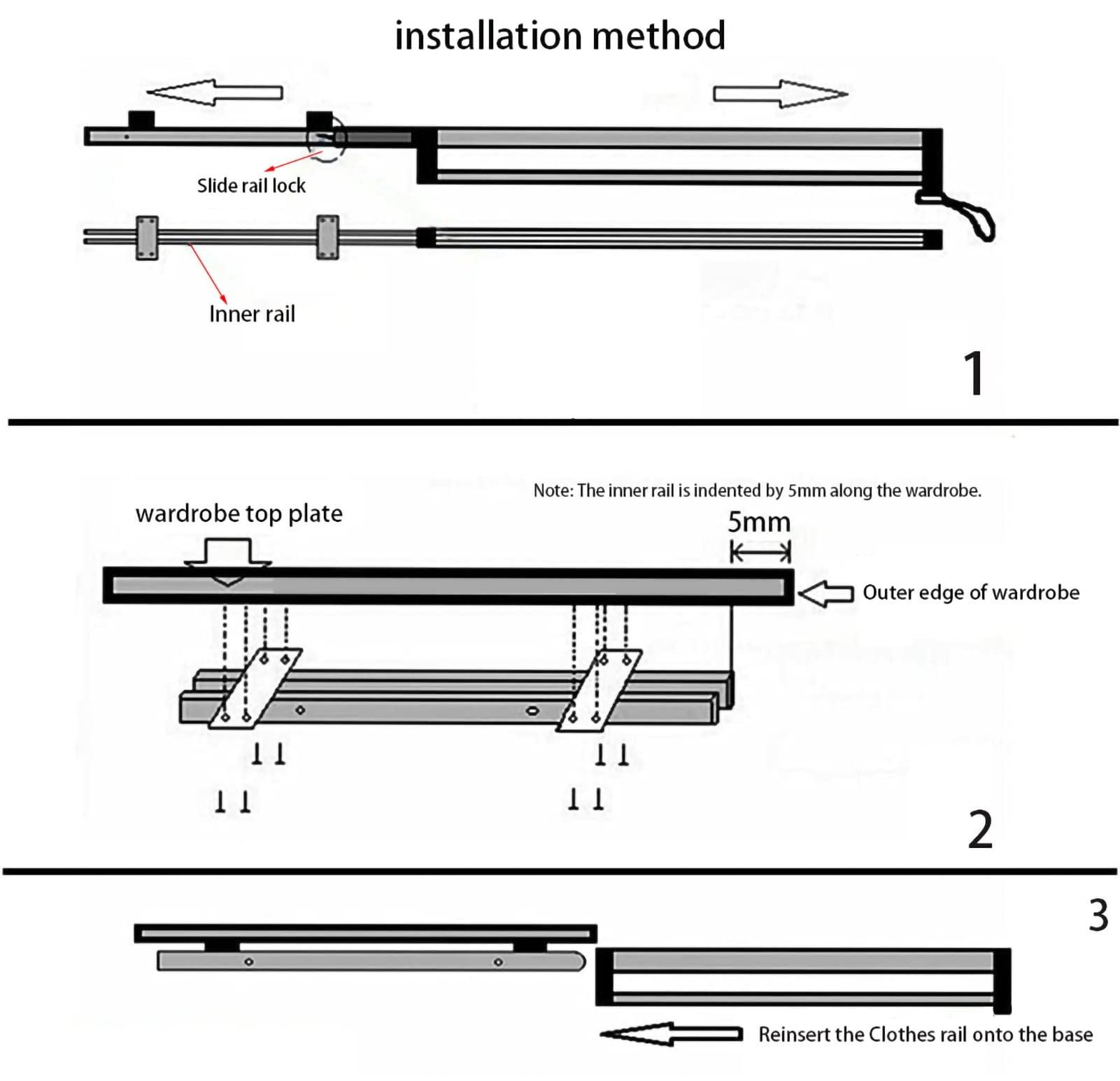 GONCBKVN Stainless Steel Pull Out Clothes Hanger Rail for Closet, Adjustable Heavy Duty Clothes Storage Hanger Rod, for Pants Coats (Color : Black, Size : 30cm/11.8in)