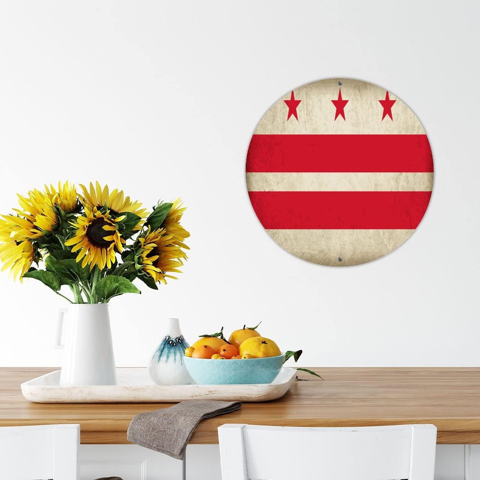 lutieger lutieger Restaurants Home Dcor Metal Sign Washington State Flag Personalized Gifts Posters Patriotic USA Map Sports Fans Country Tin Signs for Bedroom Entryway Bathroom Wall Decor 12x12in Round