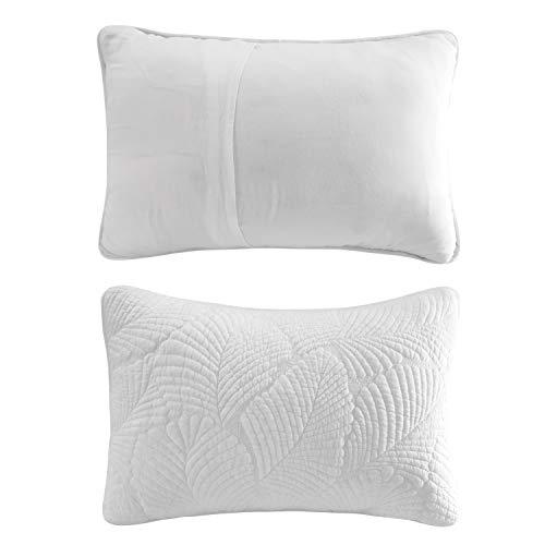 Brandream Brandream White Quilt Bedding Set Queen Size Cotton Luxury Palm Matelasse Quilt Set Quilted Bedspread Coverlet Set 3-Piece