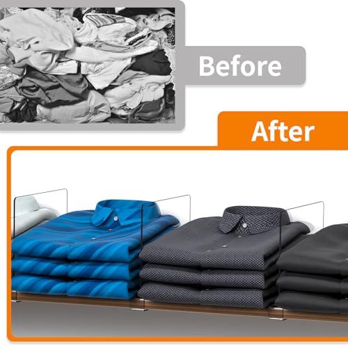 Cq acrylic Acrylic Closet Shelf Dividers - Clear Organizer for Wood Shelves,Purses and Clothes Separation,Ideal for Kitchen and Bedroom Storage,Sweater Dividers, Handbag and Clothing Organizer,Pack of 6