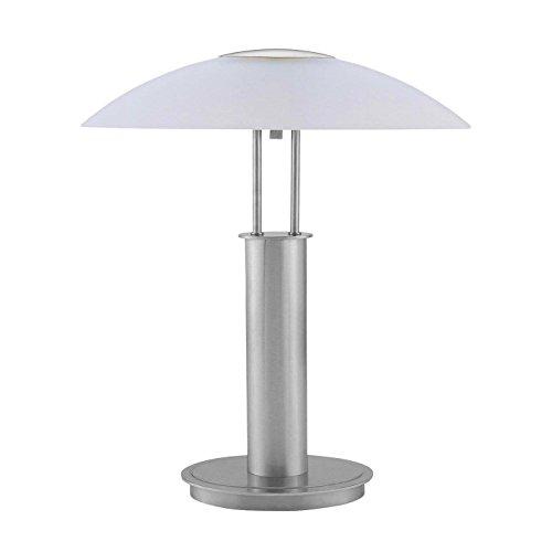 HONGVILLE Hongville HV TLAMP 6276 Oval Shape Brushed Steel Base with Frosted Glass Shade Table Touch Lamp