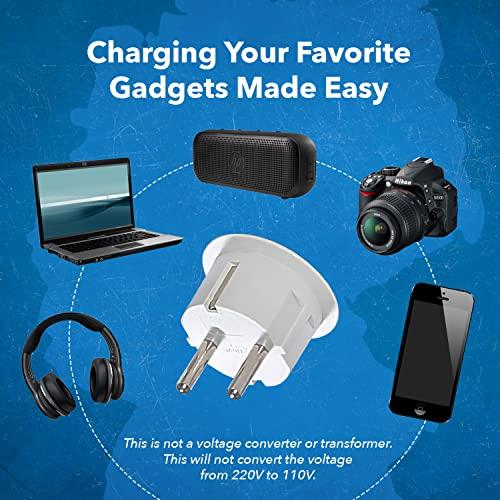 OREI OREI Pack 6 European Travel Plug Adapter - USA, Canada, Mexico to European Type E/F Plug Adapters - Schuko Adapter CE Certified Heavy Duty - Perfect for Travelling with Cell Phones, Laptops & More