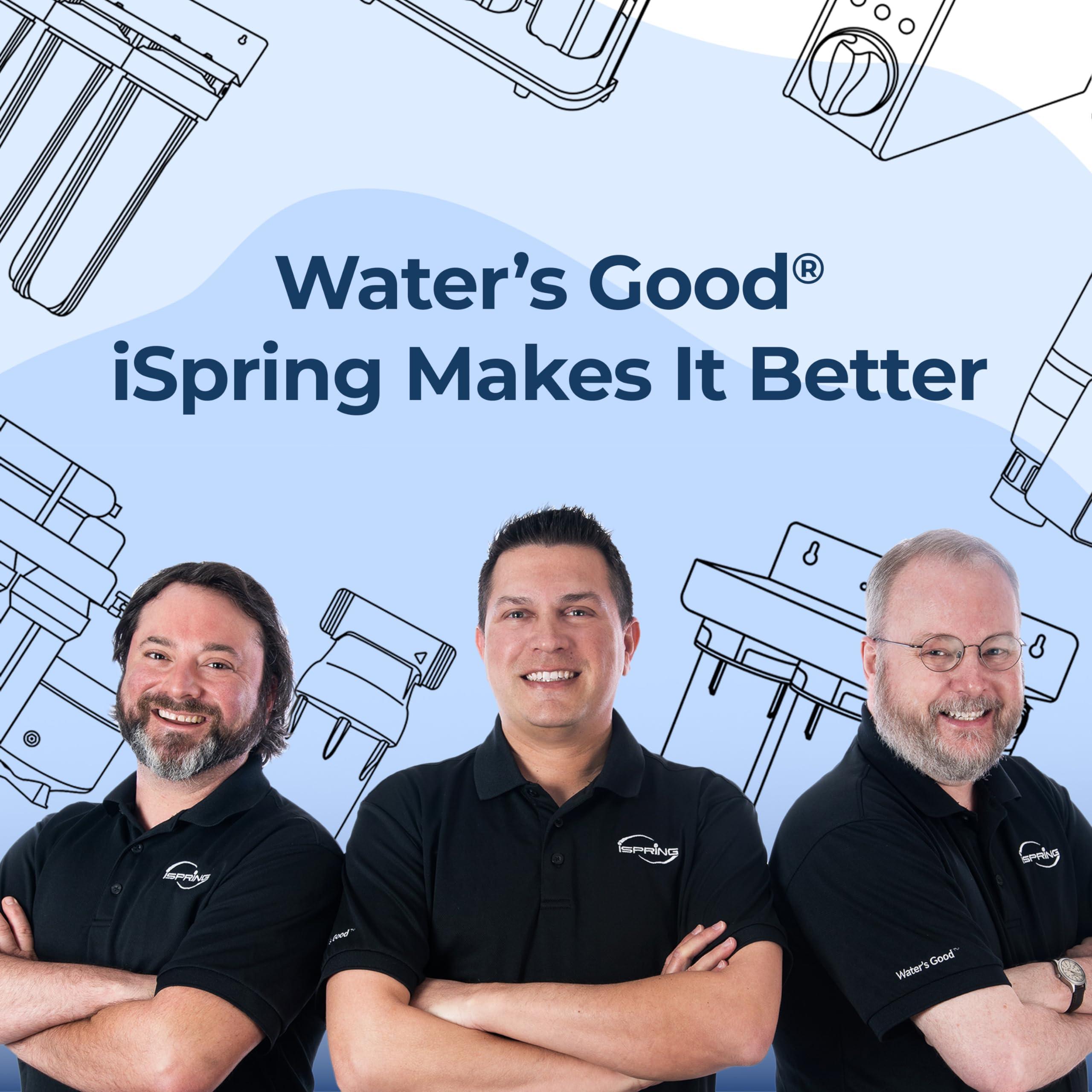 iSpring iSpring Whole House Water Filter System, Highly Reduces Sediment, Taste, Odor, and up to 99% Chlorine, 3-Stage w/ 20-Inch Sediment and Carbon Block Filters, Model: WGB32B, 1\" Inlet/Outlet