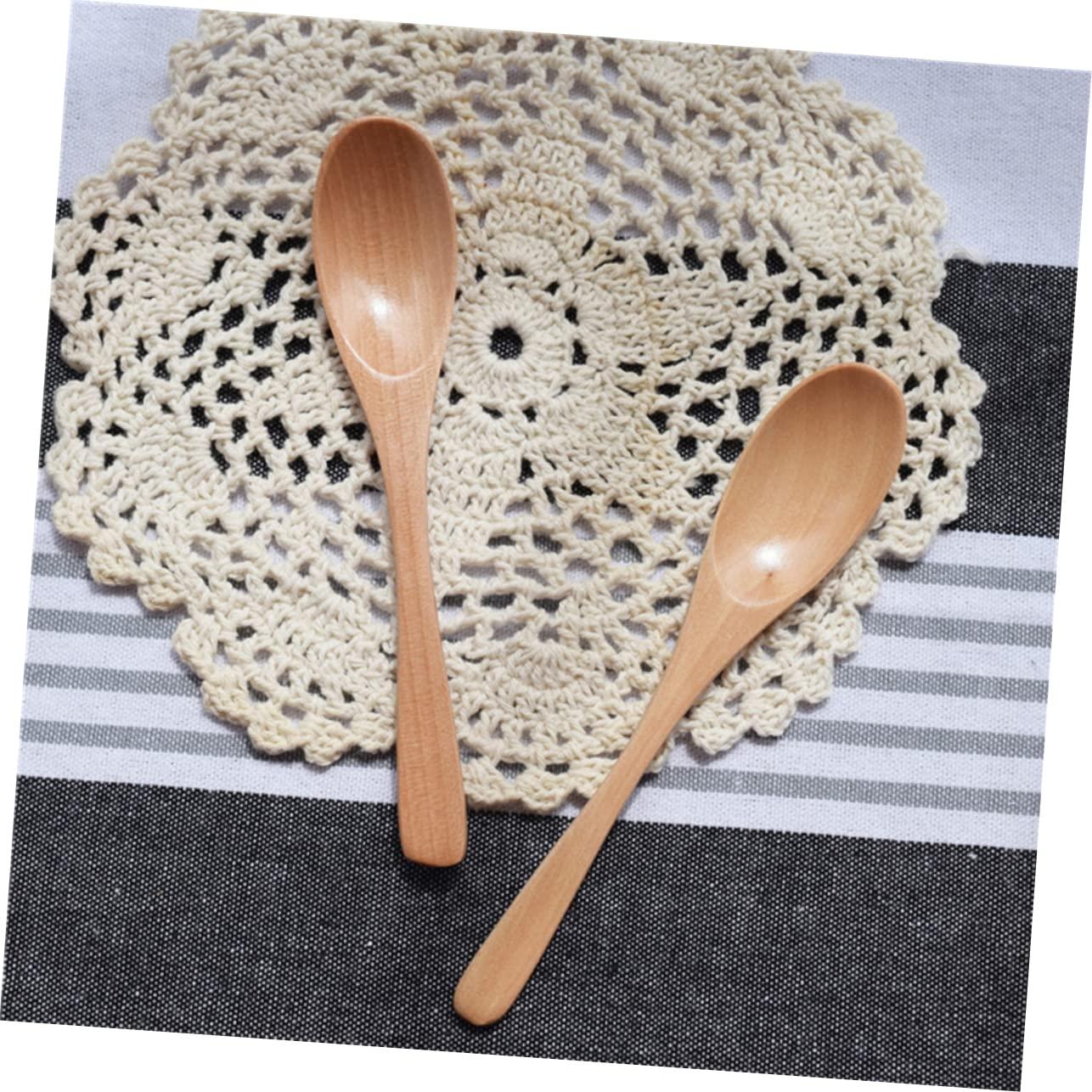 VILLCASE VILLCASE 6PCS Kids Wooden Spoons Mini Oval Spoon Set Reusable and Smooth Texture for Jam Condiments Soup Kids Ware