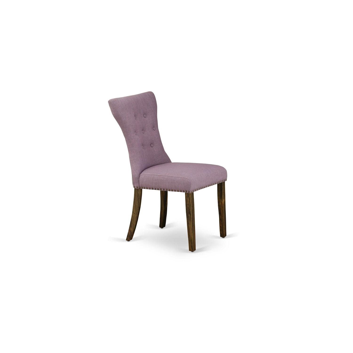 East West Furniture East West Furniture GAP7T40 Gallatin Parson Kitchen Chairs - Button Tufted Nailhead Trim Dahlia Linen Fabric Padded Dining Chairs, Set of 2, Jacobean