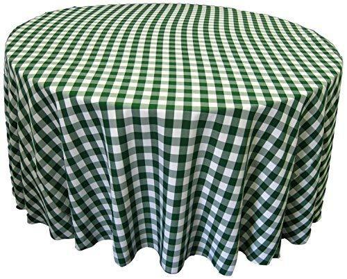 LA Linen LA Linen Gingham Tablecloth - Checkered Tablecloth for Parties, Picnics & More - Farmhouse Tablecloth - Spring Tablecloth - Picnic Tablecloth - Cloth Tablecloths for Round Tables - 108" Green