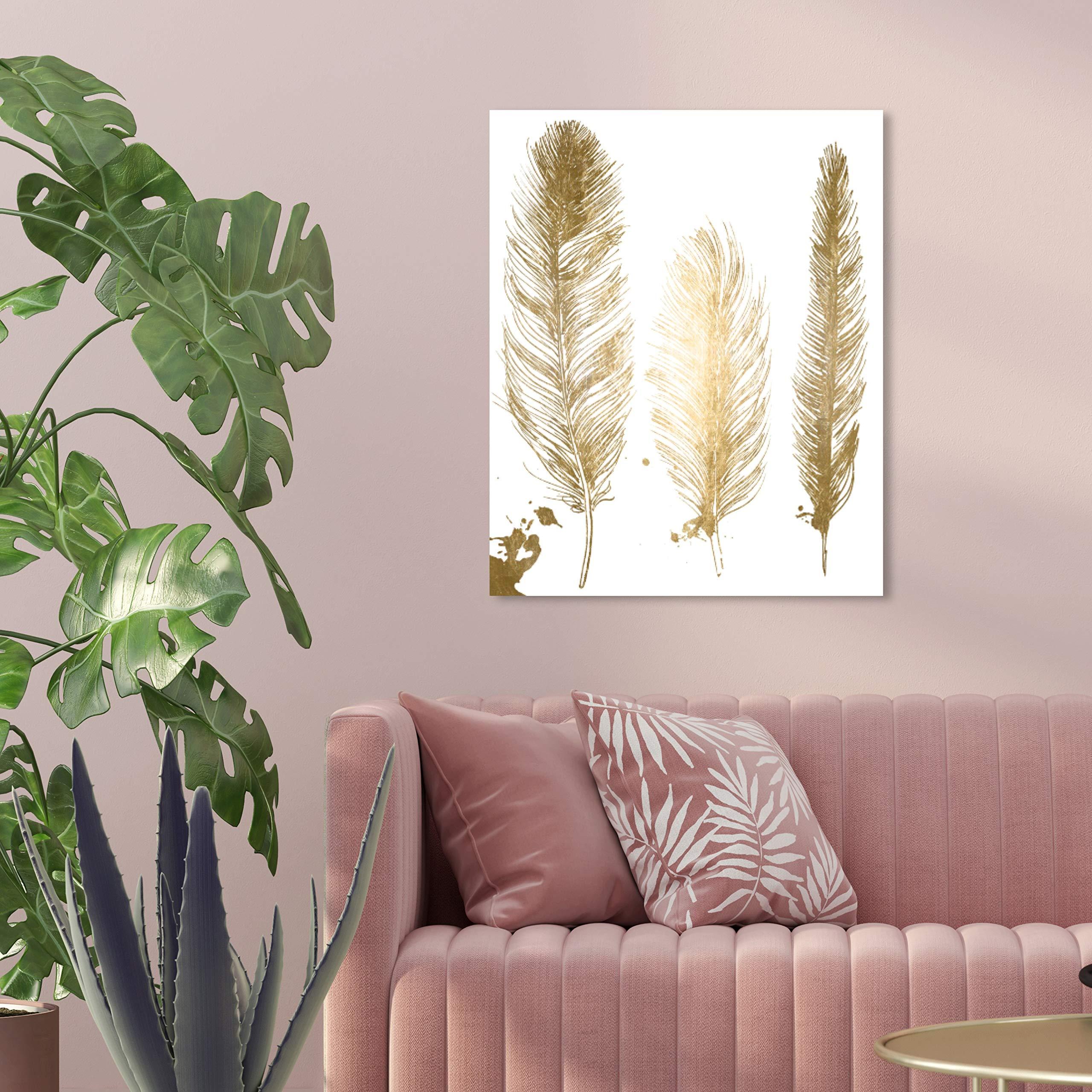 The Oliver Gal Artist Co. The Oliver Gal Artist Co. Fashion and Glam Wall Art Canvas Prints Feathers Foil\' Home Dcor, 16\" x 24\", Gold, White