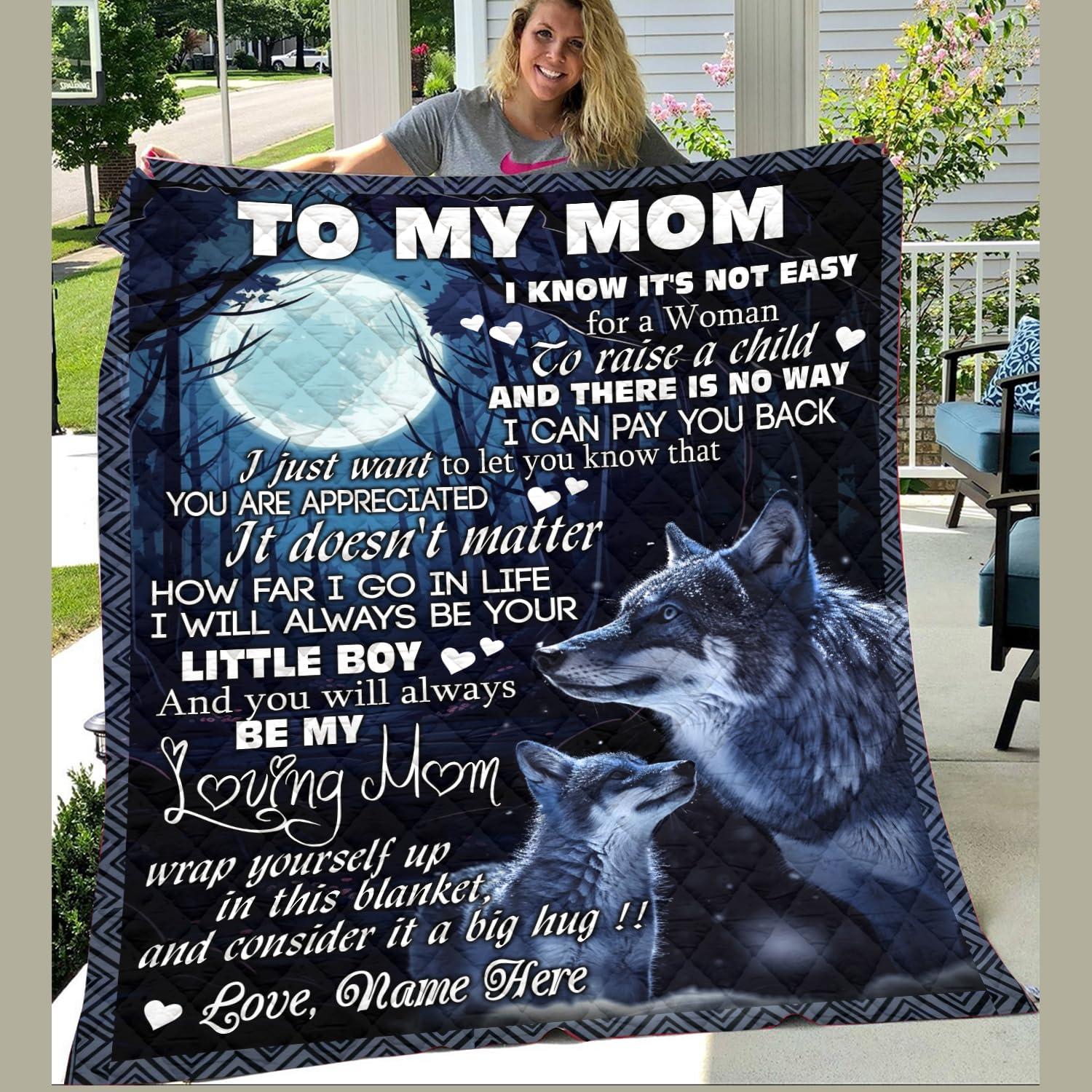 Generic Q72555 Personalized to My Mom Quilt Blanket from Daughter Son, Gift for Mom, Custom Name Quilt Blankets for Mom Gifts, Funny Mom Quilt Blanket 50x60