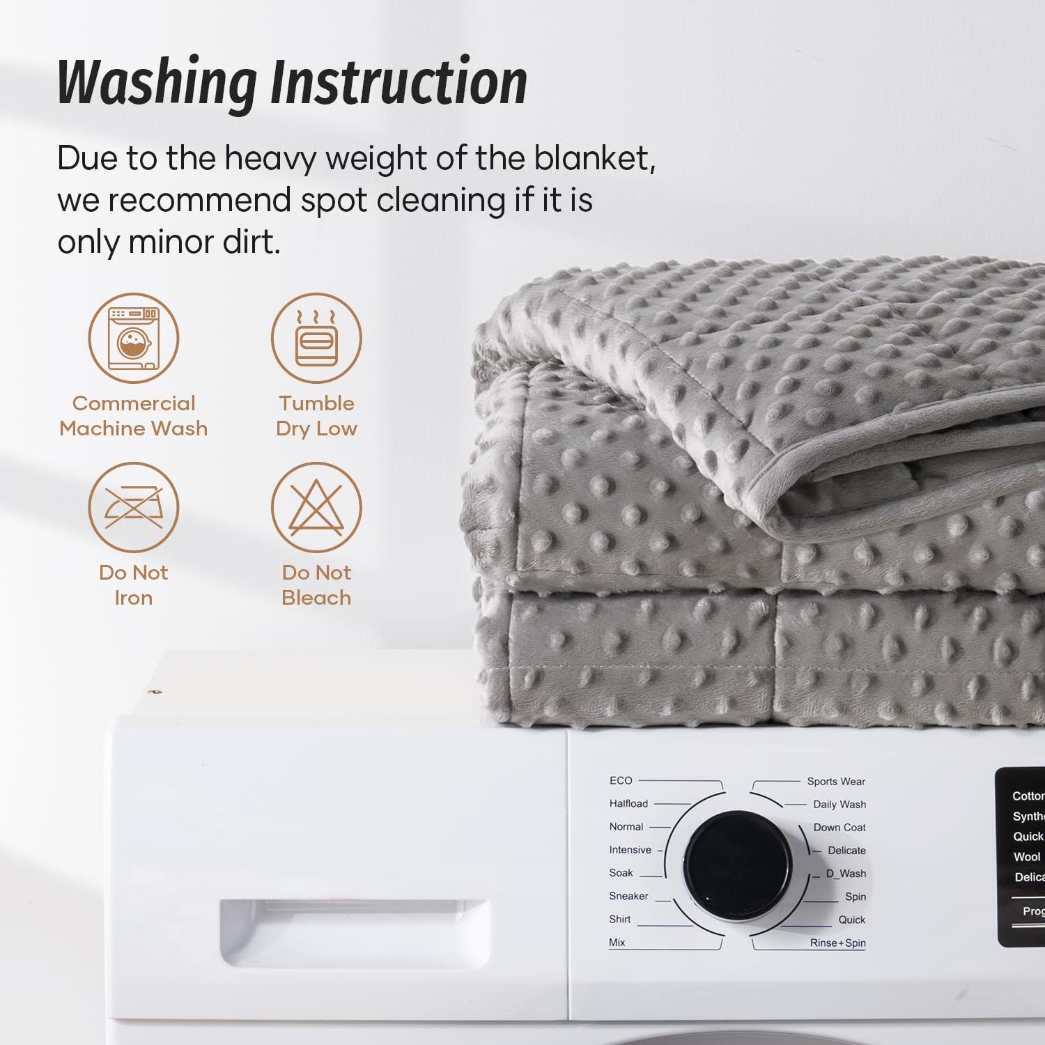 Wemore Wemore Minky Dot Weighted Blanket for Adults Twin Size 12 lbs, Soft Cozy Heavy Blanket, Breathable Blanket for All-Season with Glass Beads, Grey 60 x 80 inches