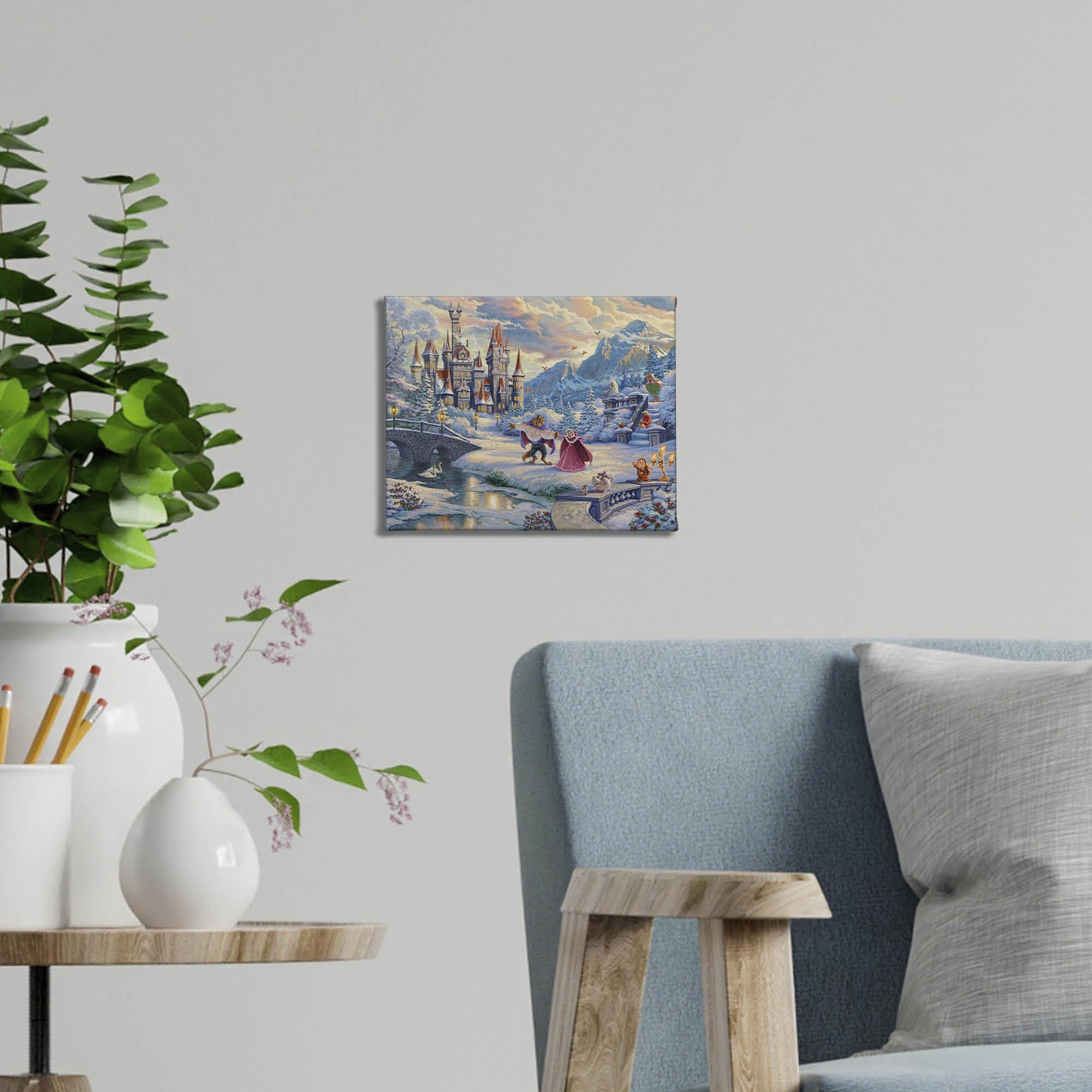 Thomas Kinkade Thomas Kinkade Studios Beauty and the Beasts Winter Enchantment Art Prints | Gallery Canvas Art | Frameless Room Wall Art | Certificate of Authenticity Included, 8" x 10"