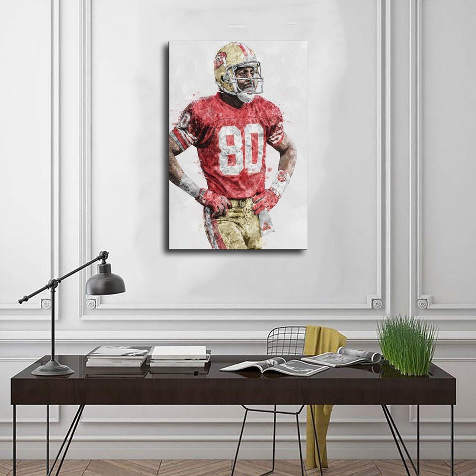 BIVVI BIVVI Jerry Rice Canvas Poster Wall Art Decor Print Picture Paintings for Living Room Bedroom Decoration Unframe: Unframe:12x18inch(30x45cm)