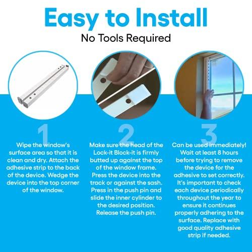 The Lock-It Block-It The Lock-it Block-it Extra Long (1 Device) Home Security Adjustable Window Security Bars/Window Lock Bar, Security Bar for Sliding Glass Door, Child Safety Lock & Sliding Patio Door Security Bar