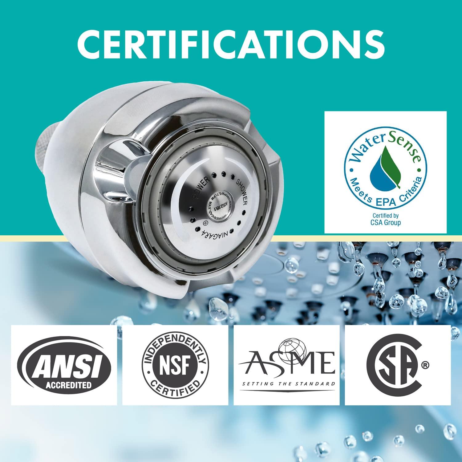 Niagara Conservation Niagara Conservation N2920CH Earth Spa 3-Spray with 2 GPM 2.7-in. Wall Mount Adjustable Fixed Shower Head in Chrome, 1-Pack | Bathroom Shower Head Sprayer with Pressure Compensation Technology