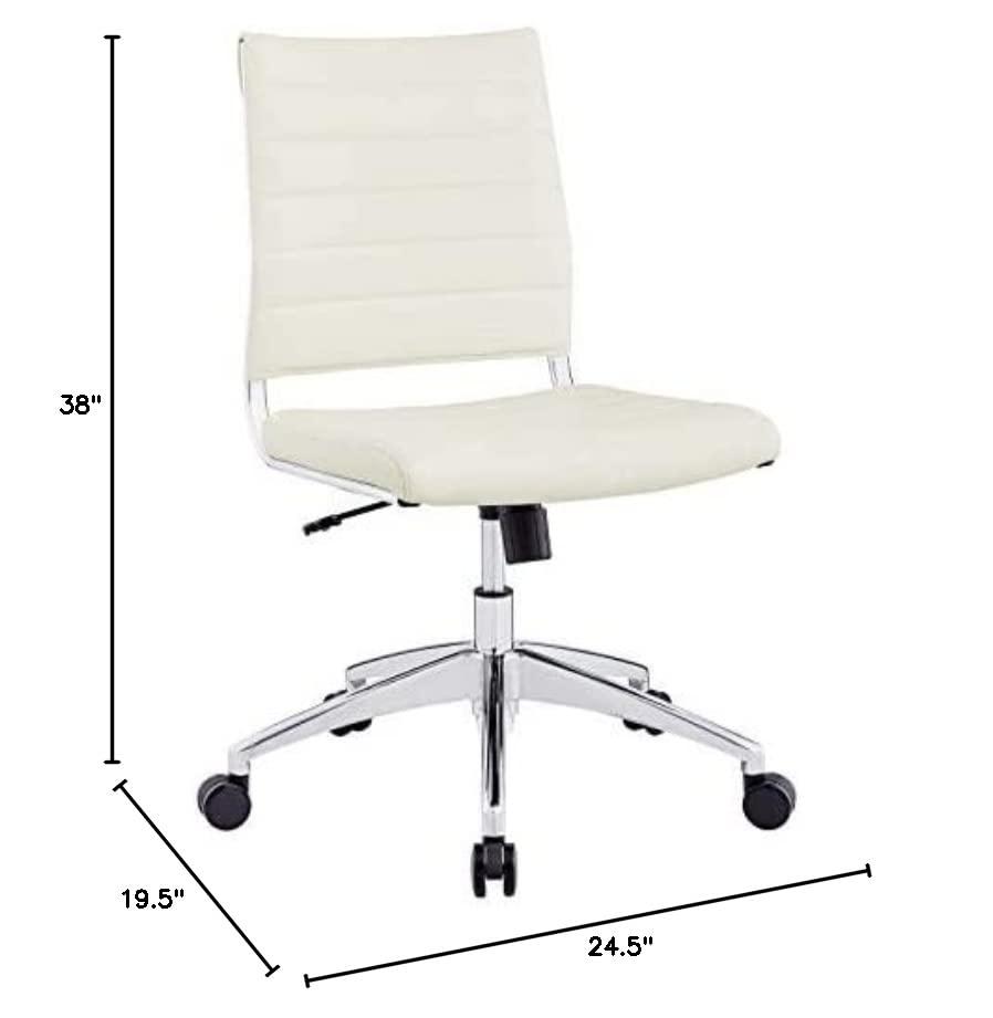 Modway Modway Jive Ribbed Armless Mid Back Swivel Conference Chair In White