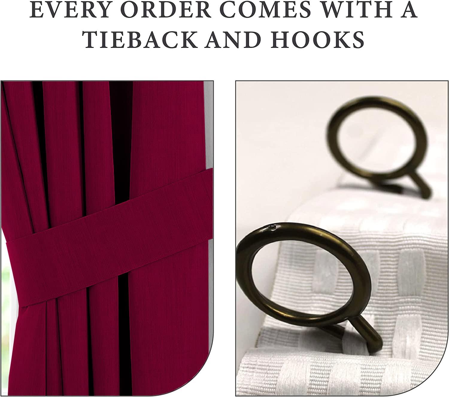 White House Linen Double Pinch Pleat Draperies Extra Long Solid Curtains 2 Story Window Hall Theater Room Office Room Partition Attractive Polyester (Wine, 60 Inch Wide by 156 Inch Long- 1 Panel)