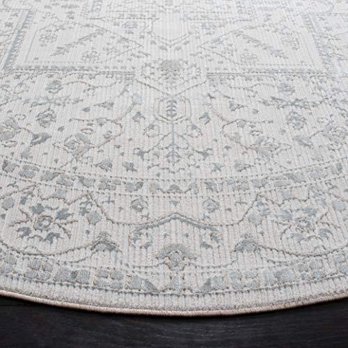 Martha Stewart MARTHA STEWART x SAFAVIEH 6'7" Round Ivory/Light Grey MSR8931B Sabrina Entryway Foyer Living Room Bedroom Dining Room Area Rug