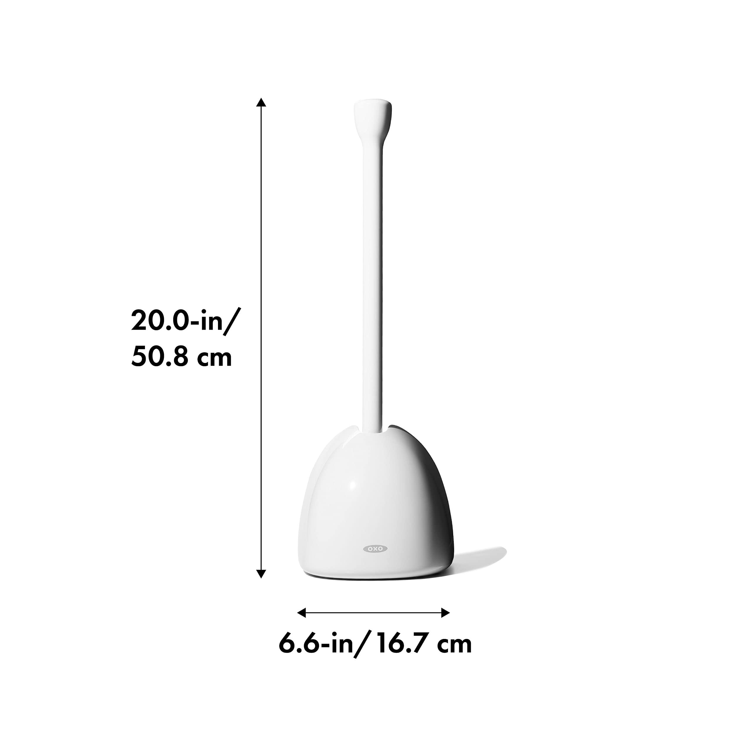 OXO OXO Good Grips Compact Toilet Brush & Canister (White) and OXO Good Grips Toilet Plunger with Cover (White)