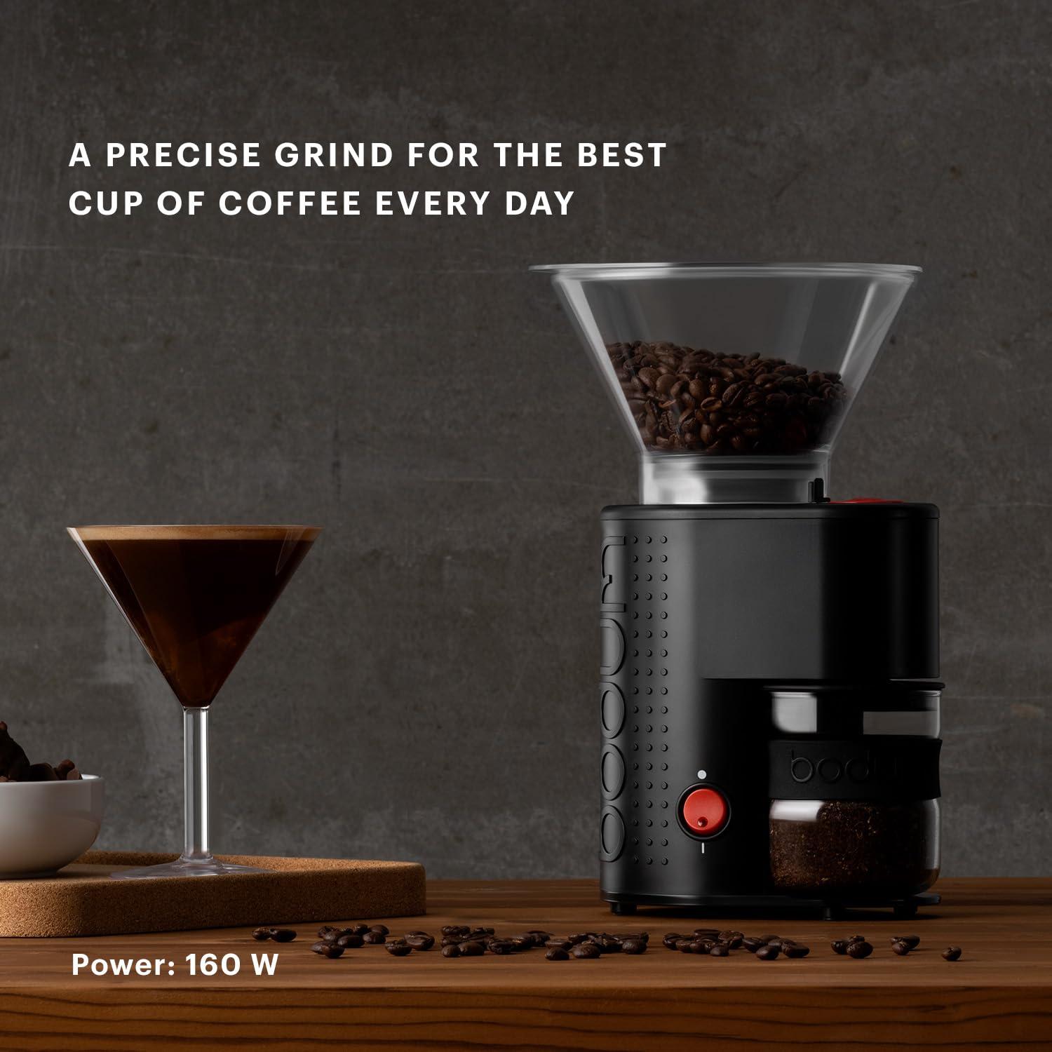 Bodum Bodum Bistro Electric Conical Burr Coffee Grinder, Preset Timer, 12 Grind Settings, Black