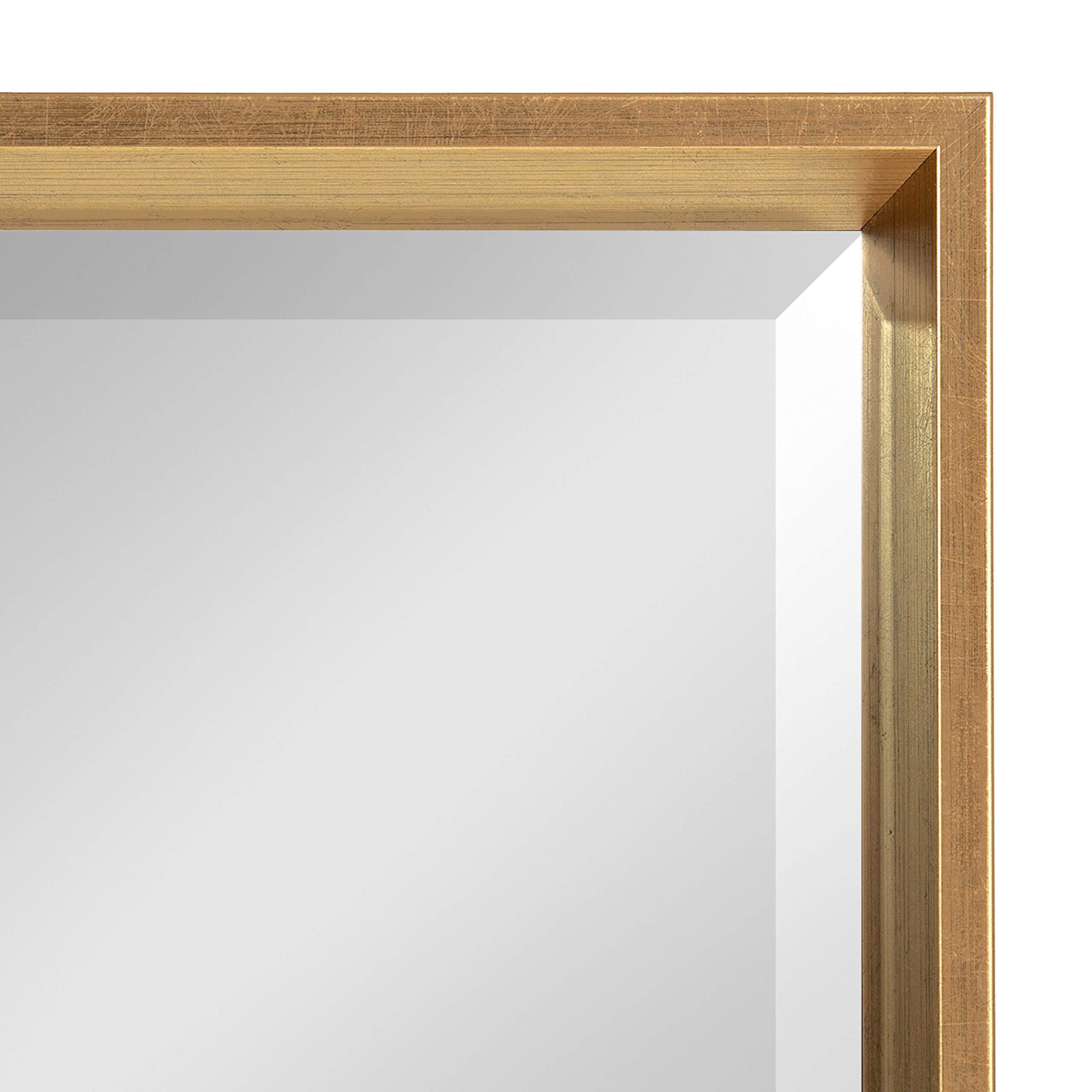 Kate and Laurel Kate and Laurel Calter Modern Framed Full Length Beveled Wall Mirror, 17.5x49.5 Gold