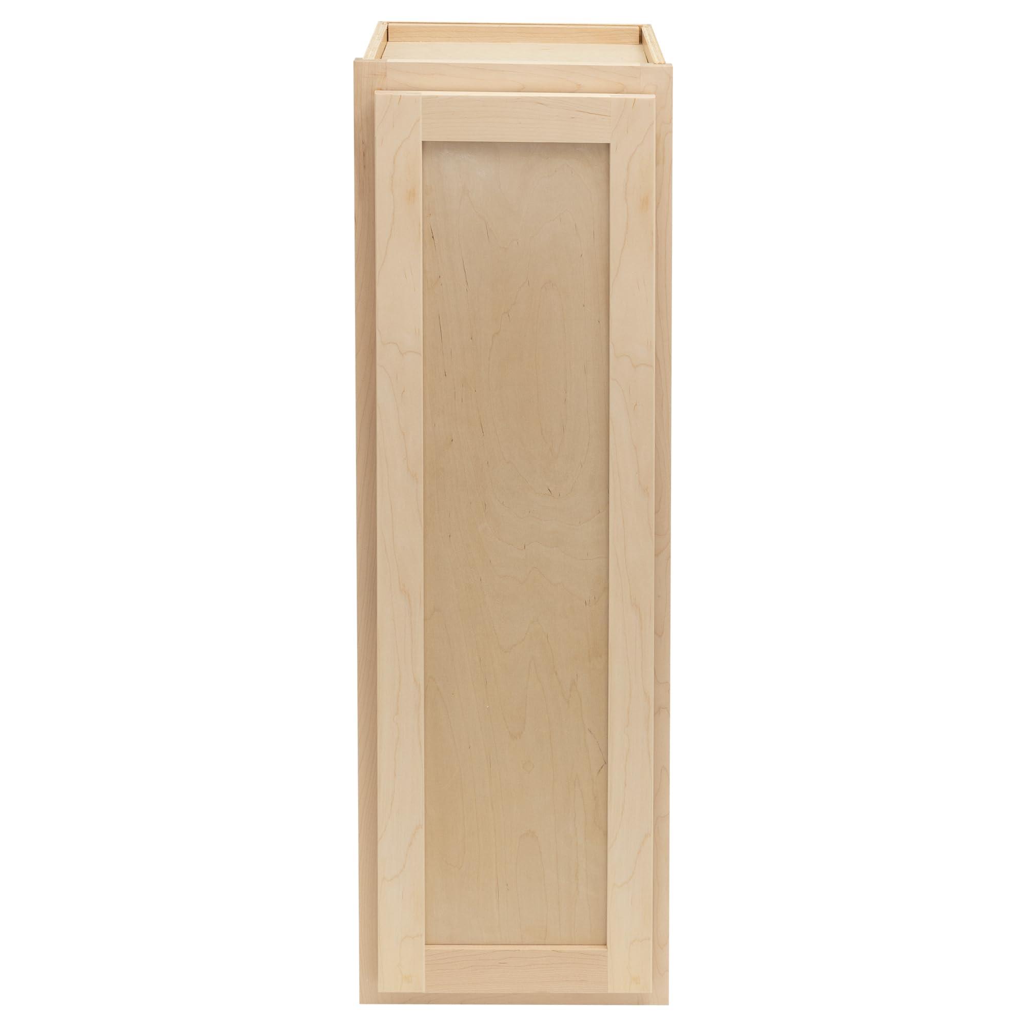 Quicklock Cabinets Quicklock RTA (Ready-to-Assemble) 42" Tall Wall Kitchen Cabinets - Shaker Style | 100% Hardwood | Made in America | Soft Close Hardware (Raw Maple, 12" D x 15" W x 42" H)