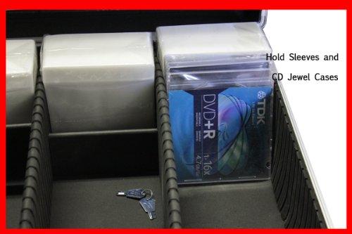 Hongwa New MegaDisc 1000 Mess-Free Aluminum CD DVD Storage Case Holder Box Black W Removable Trolley and Sleeves Without Hanger