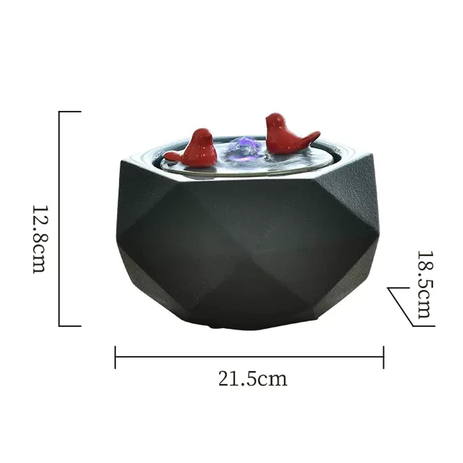 HASMI Tabletop Fountain Tabletop Water Fountain Indoor Relaxation Water Fountains Feng Shui Waterfall Fountain with Cutting Surface and Bird Sculpture Decoration for Home Living Room Office Decor Desktop Fo