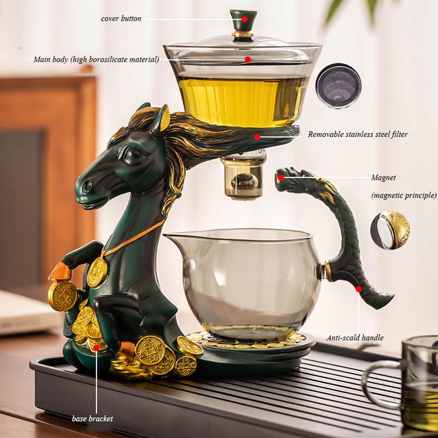 HZHXIFUF HZHXIFUF Tea Set, Afternoon Tea Set Tea Set for adultsHousehold Light Luxury Lazy Tea Making Artifact, Fully Automatic Glass Tea Set