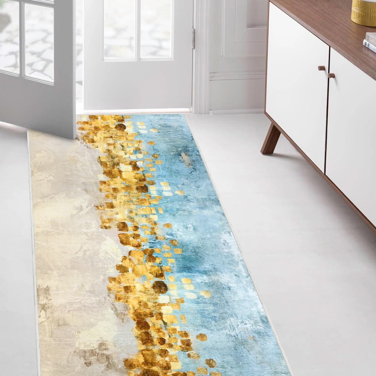 ZGR HOME&GARDEN ZGR Custom Size Hallway Runner Rugs 4 ft x 7 ft, Washable Floor Carpet Runner with Non-Slip Rubber Backing, Hallway Entryway Kitchen Bedroom Bathroom Living Room Laundry Room Area Rug Runner