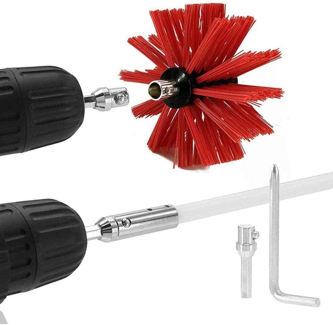 LIYUN chimney sweep kit Duct Vent Cleaning Set, Chimney Brush Rod Sweep Sweeping Brush Set Dry Duct Kit Lint Remover , Chimney Kit, (1 Brush Head+ 6/9/12/15 Rods/Use With Or Without Power Drill),9 Rods ( Co