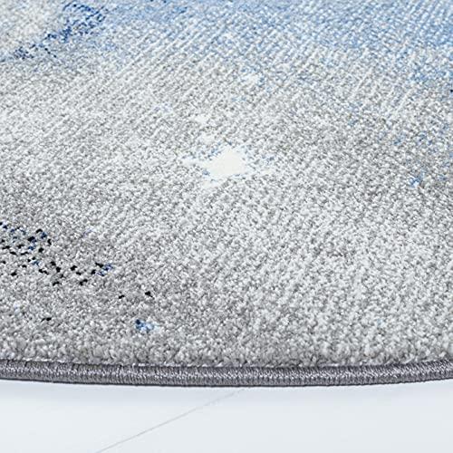 Safavieh SAFAVIEH Galaxy Collection Area Rug - 6'7" Round, Blue & Ivory, Abstract Design, Non-Shedding & Easy Care, Ideal for High Traffic Areas in Living Room, Bedroom (GAL109M)